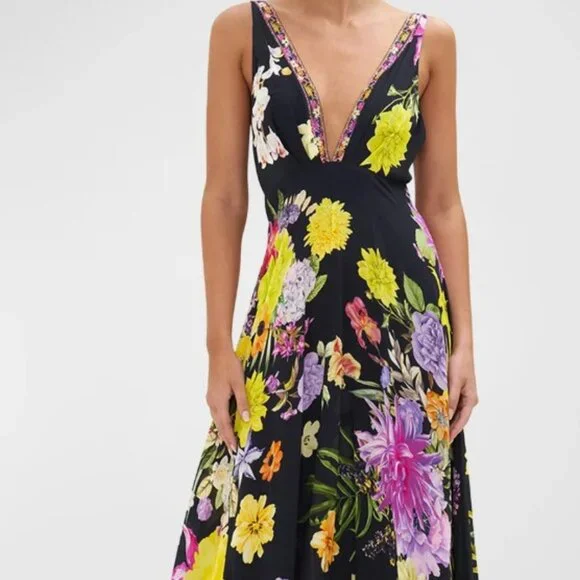 Camilla | Dresses | Camilla Plunge Floral Silk Maxi Dress | Poshmark